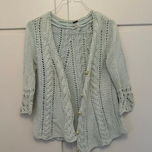 EUC Free People Chunky Cardigan Women's Light Blue Knit Sweater